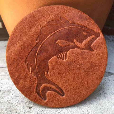 Leather Coaster- Jumping Fish