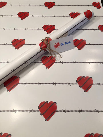 Country Barbed Wire Hearts Wrapping Paper